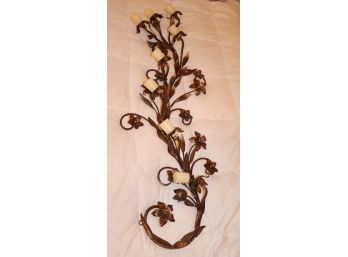 Decorative Iron Candleholder And Floral Wall Sconce Made In Italy