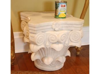 Carved Corinthian Honed Marble Pedestal With Floral Detail