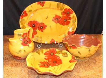 Set Of Fleur Rouge Ambiance Collection Floral Design Serving Dishes