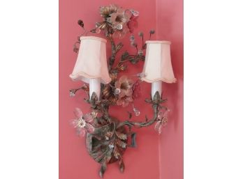 Gorgeous Italian Handmade Mechini Floral Wall Sconce With Venetian Glass Made In Florence