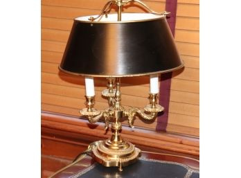 Brass Bouillotte Lamp With Adjustable Metal Shade Made In Italy