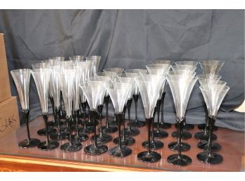 Large Lot Of Assorted Size Hand Blown Champagne Flutes From Mikasa