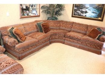 Large 3 Piece Custom Sherrill Fabric Sectional Sofa With Decorative Pillows