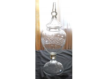 Tall Etched Glass Etched Glass Decorative Drink Dispenser