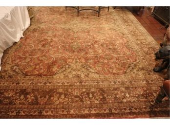 Large Handmade Indian Wool Rug From ABC Carpet With Center Medallion 10 Ft X 13 Ft