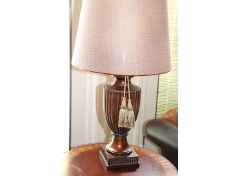Tall Lamp With Tassel And Aged Patina Finish