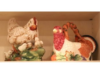 Set Of Decorative Chickens And Rooster Basket