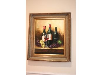 C. Floss Signed Still Life With Wines And Grapes