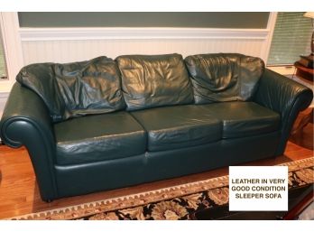 Green Leather Sleeper Sofa Very Comfortable