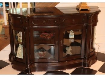 Decorative Cabinet With Glass Doors, Touch Up Needed Along Edges ( Contents Not Included  )