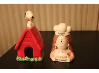 2 Piece Cookie Jar Lot Snoopy And So Many Cookies
