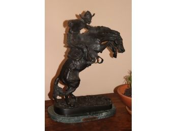 Vintage Bronco Buster Bronze Statue By Frederic Remington