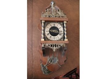 Vintage Brass And Cast Iron Wooden Cuckoo Clock