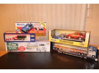 Lot Of 5 Assorted Collectible Mobil Gas Trucks