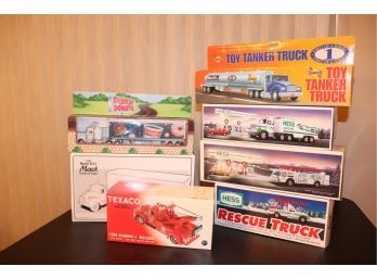 Lot Of 7 Assorted Collectible Gas Trucks Brand New In Box! Hess, Texaco, Sunoco, Dunkin Donuts