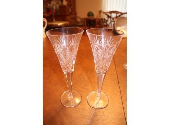 2 Piece Lot Waterford Crystal Champagne Flutes