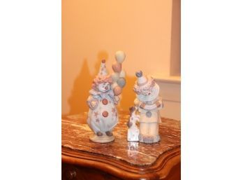 Pair Of Lladro Clown Porcelain Figures