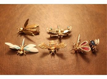 6 Piece Vintage Dragonfly Pin Lot