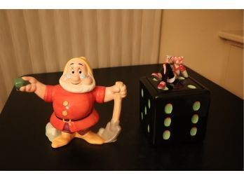 2 Piece Snow Whites Doc The Dwarf And Pink Panther Cookie Jar Lot