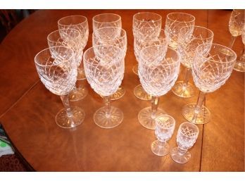 14 Piece Waterford Crystal Wine Glass Lot
