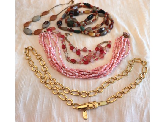 Lot Of Fashionable Women's Costume Necklaces Beautiful Pink Beaded And More