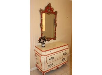 QUALITY KARGES 3 DRAWER FRENCH PROVINCIAL CHEST WITH ACCOMPANYING ORNATE MIRROR