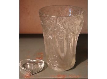 10' Bohemian Style Crystal Vase And Heart Dish