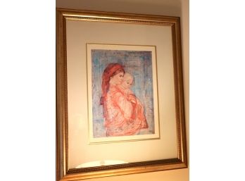 QUALITY FRAMED AND MATTED HIBEL PRINT: MOTHER AND CHILD