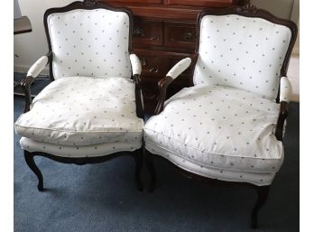 Pair Of Custom Upholstered Accent Arm Chairs
