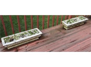 Pair Of Rectangle Cement Planters