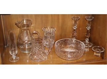 Asst. Lot Of Crystal Serving And Decorative Pieces