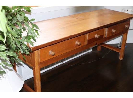 Large Pine Wood Console Table With Decorative Picture Frames