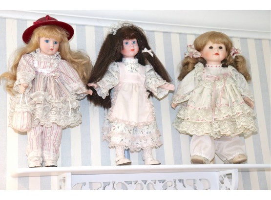 Lot Of Three 16' Porcelain Dolls Includes Heritage Mint And King State