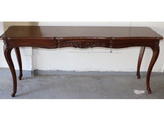 Carved Wood Console Table With Floral Detail