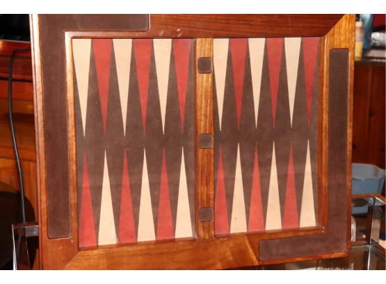 Vintage Backgammon Board With Pieces Can Be Hung On Wall For Display And Easy Storage
