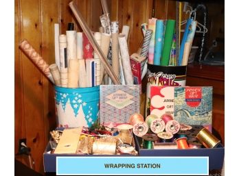 Large Lot Of  Wrapping Paper, Ribbon And Accessories