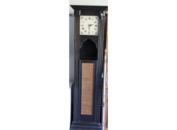 Tall Decorative Wood Clock With Cane Detail In Front Battery Operated
