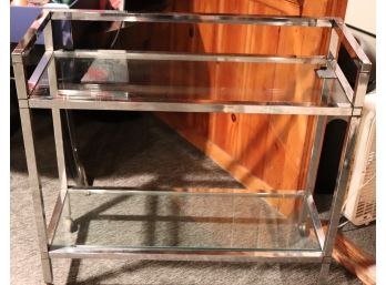 Metal And Glass Cart On Casters