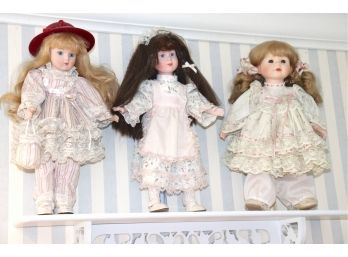 Lot Of Three 16' Porcelain Dolls Includes Heritage Mint And King State