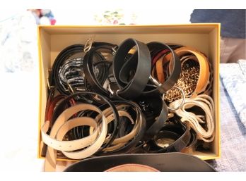 Box Of Assorted Women's Belts Sizes Small - Medium Includes Ralph Lauren, Ann Taylor, Anne Klein
