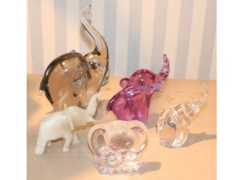 Lot Of Assorted Decorative Signed Elephants Includes Riedel, FM Ronneby, & Loleroi