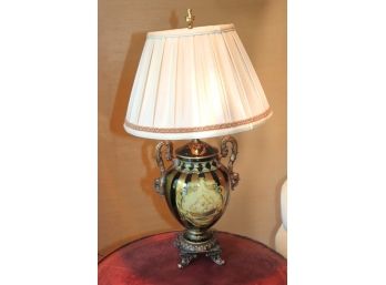 Decorative Urn Style Lamp With Boat On Cast Metal Base