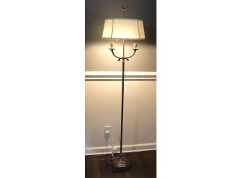 Tall Brass Floor Lamp With Marble Base With Different Light Settings