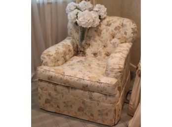 Silk Floral Arm Chair With Faux Hydrangea Flowers And Vase