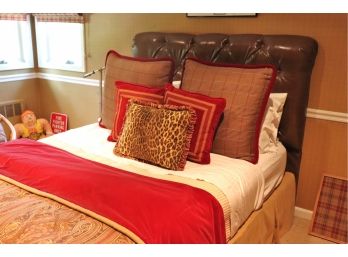 Full Size Bed With Tufted Headboard, Mattress, BoxSpring And Bedding