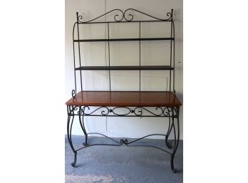 Wrought Iron And Wood Bakers Rack