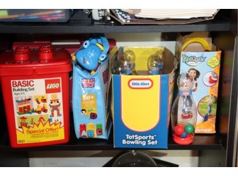 Lot Of Assorted Children Toys Includes Lego Bricks, Little Tikes Bowling And Mega Bloks
