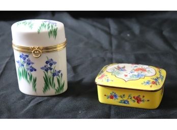 Pair Of Hand Painted Tiffany & Co. Private Stock Trinket Boxes Made In France