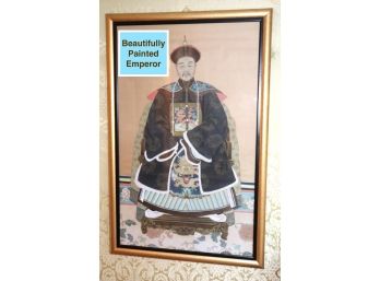 Set Of Large Hand Painted Emperor And Empress Pictures In Large Gold Frames