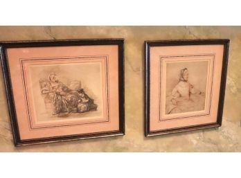 Pair Of Victorian Prints In Matted Frames
